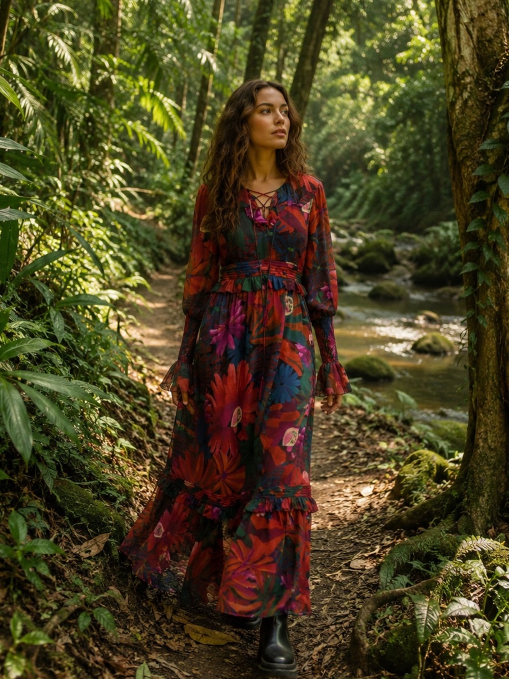 farm rio bird flowers maxi dress